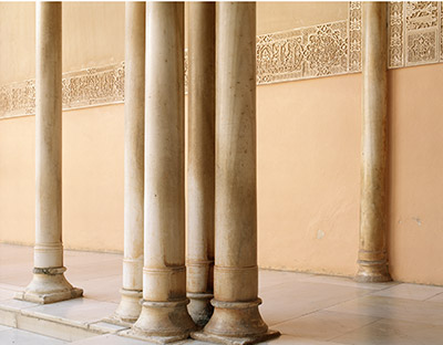 Patio de los Leones, 2005. The Alhambra. Granada. Andalusia. Spain. Europe. Colour photograph adhered to methacrylate using silicone and a wooden frame.